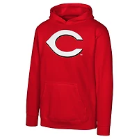 Youth  Red Cincinnati Reds Primary Logo Pullover Hoodie