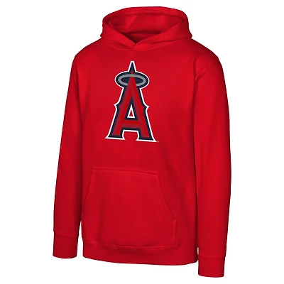 Youth  Red Los Angeles Angels Primary Logo Pullover Hoodie