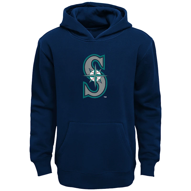 Youth Navy Seattle Mariners Primary Logo Pullover Hoodie