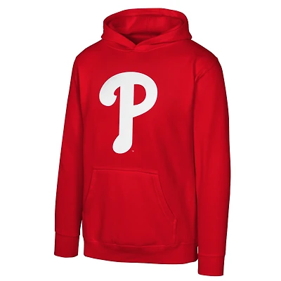 Youth  Red Philadelphia Phillies Primary Logo Pullover Hoodie