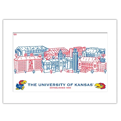 Kansas Jayhawks 11" x 14" Matted Campus Wall Art Collage