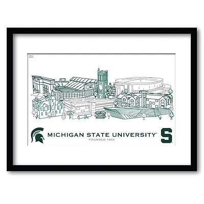 Michigan State Spartans 11" x 14" Framed Campus Wall Art Collage
