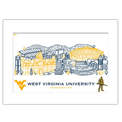 West Virginia Mountaineers 11" x 14" Matted Campus Wall Art Collage