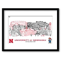 Nebraska Huskers 11" x 14" Framed Campus Wall Art Collage