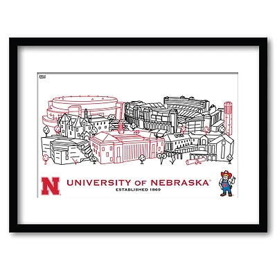 Nebraska Huskers 11" x 14" Framed Campus Wall Art Collage