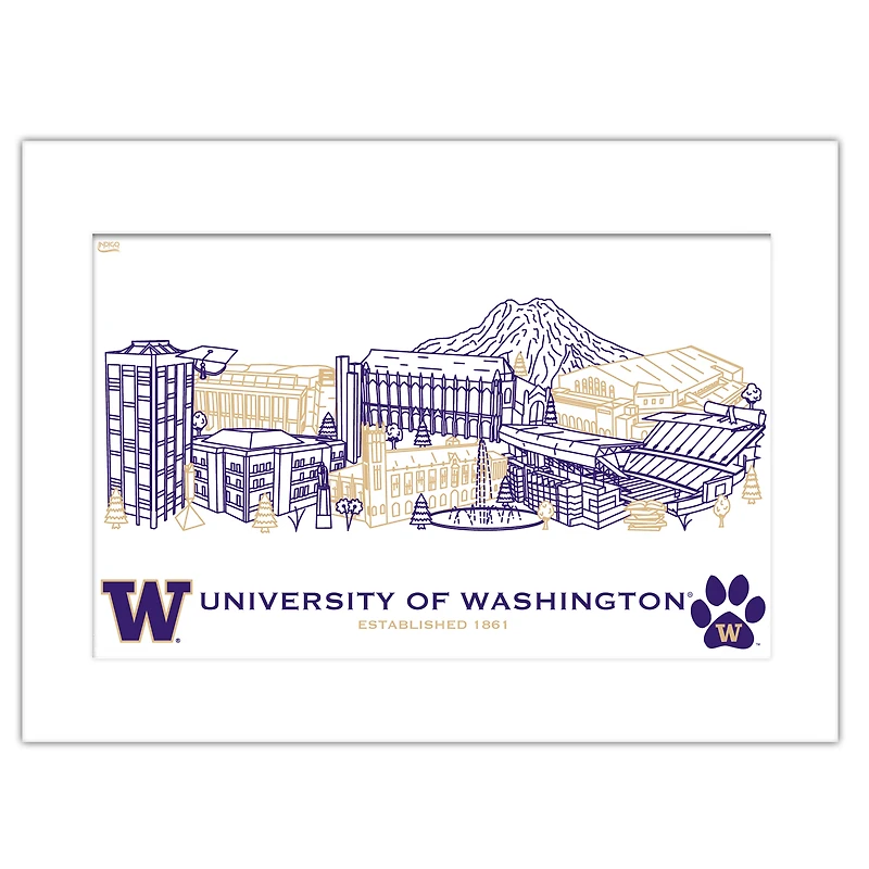 Washington Huskies 11" x 14" Matted Campus Wall Art Collage