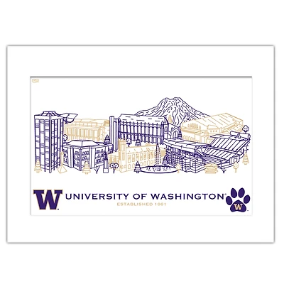 Washington Huskies 11" x 14" Matted Campus Wall Art Collage