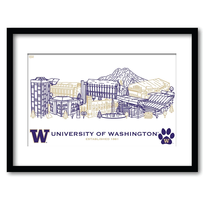 Washington Huskies 11" x 14" Framed Campus Wall Art Collage
