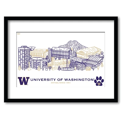 Washington Huskies 11" x 14" Framed Campus Wall Art Collage