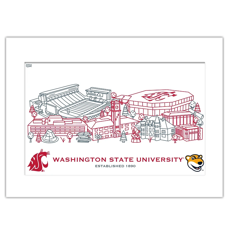 Washington State Cougars 11" x 14" Matted Campus Wall Art Collage
