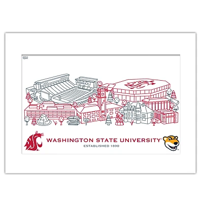 Washington State Cougars 11" x 14" Matted Campus Wall Art Collage