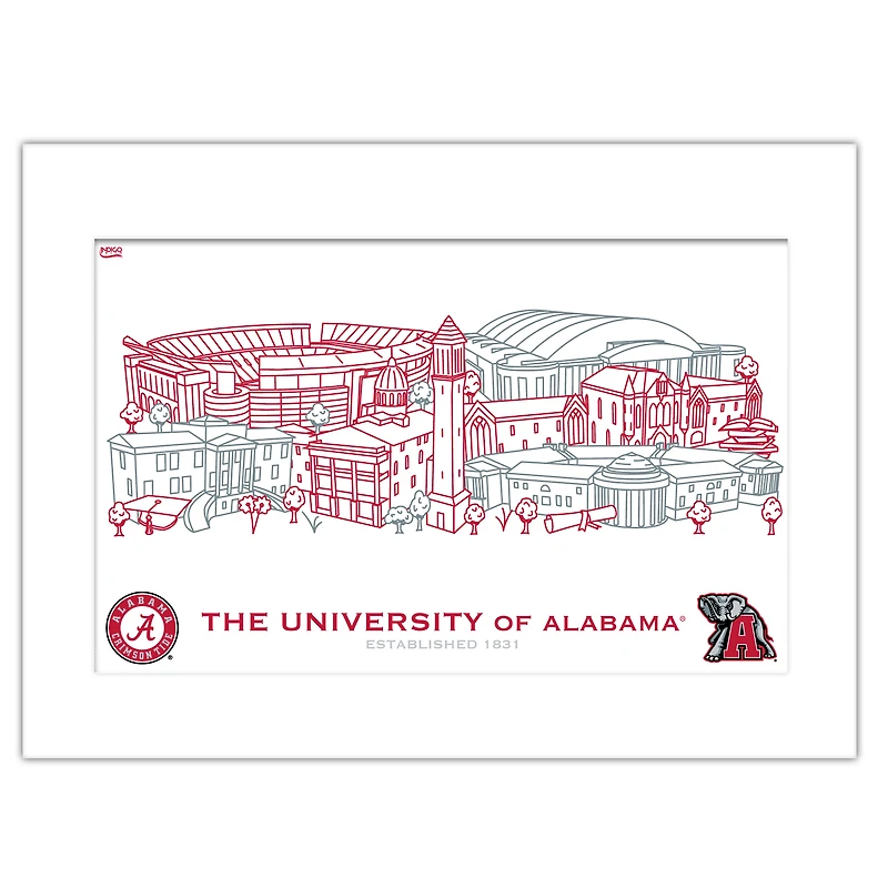 Alabama Crimson Tide 11" x 14" Matted Campus Wall Art Collage