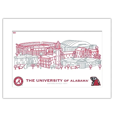 Alabama Crimson Tide 11" x 14" Matted Campus Wall Art Collage