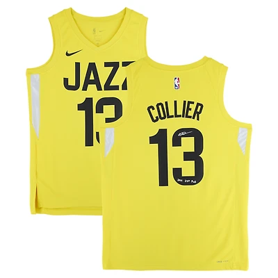 Isaiah Collier Utah Jazz Autographed Yellow Nike 2023-24 Icon Swingman Jersey with "2024 29th Pick" Inscription