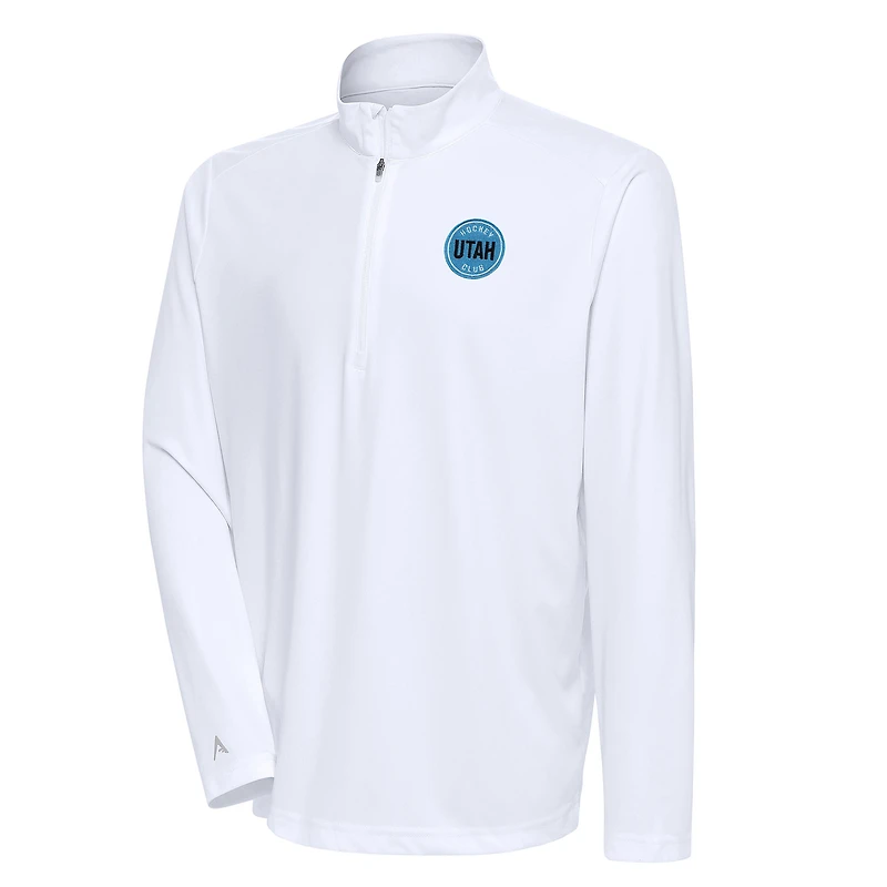 Men's Antigua White Utah Mammoth Tribute Quarter-Zip Pullover Top