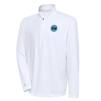 Men's Antigua White Utah Mammoth Tribute Quarter-Zip Pullover Top