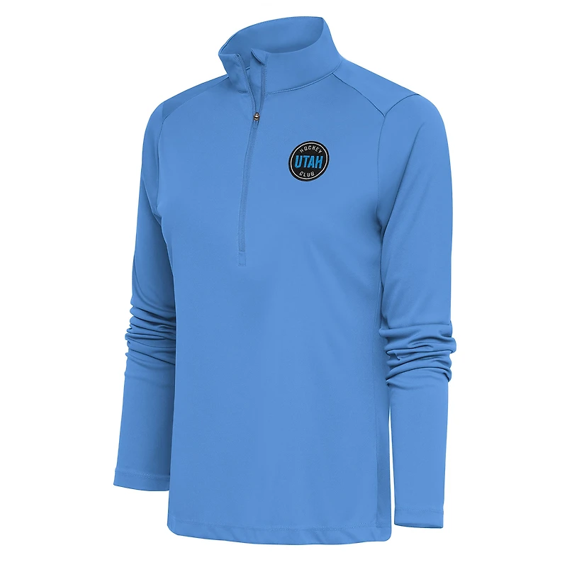 Women's Antigua Light Blue Utah Mammoth Tribute Half-Zip Pullover Top