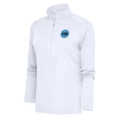 Women's Antigua White Utah Mammoth Tribute Half-Zip Pullover Top