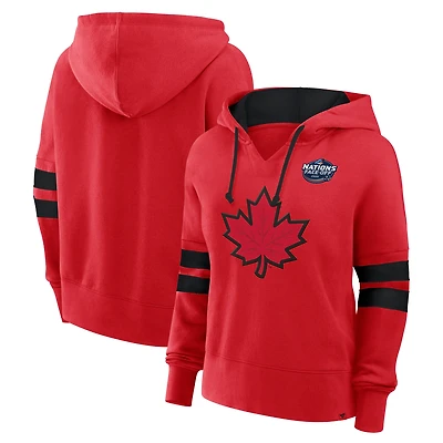Women's Fanatics Red Canada 2025 4 Nations Face-Off Oversized Seize Pullover Hoodie