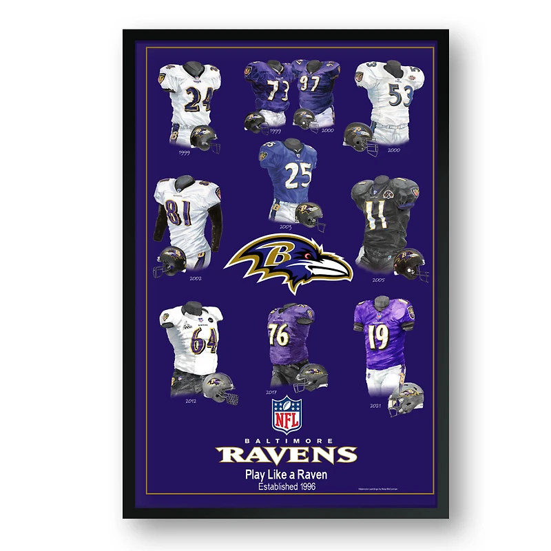 Baltimore Ravens 14" x 20" Uniform Heritage Framed Art Print