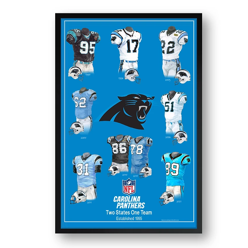 Carolina Panthers 14" x 20" Uniform Heritage Framed Art Print