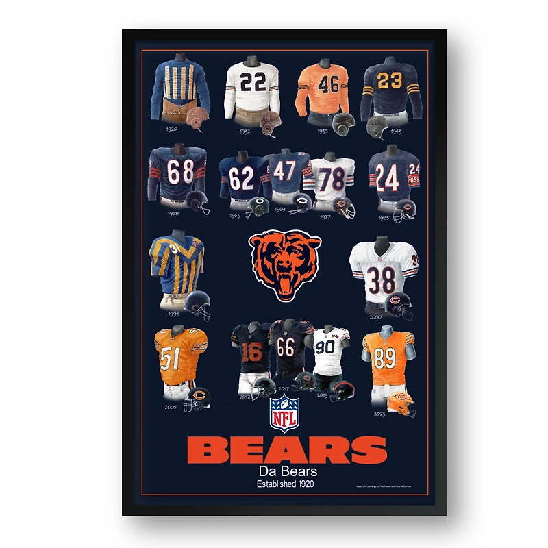 Chicago Bears 14" x 20" Uniform Heritage Framed Art Print