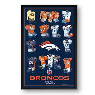 Denver Broncos 14" x 20" Uniform Heritage Framed Art Print