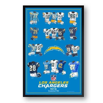 Los Angeles Chargers 27" x 39" Uniform Heritage Framed Art Print