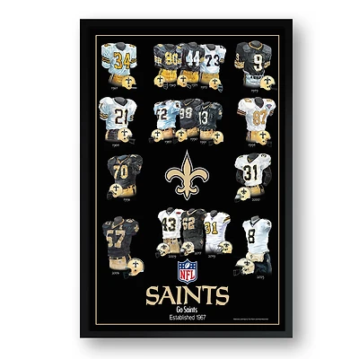 New Orleans Saints 27" x 39" Uniform Heritage Framed Art Print
