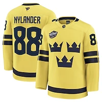 Men's Fanatics William Nylander Yellow Sweden 2025 4 Nations Face-Off Premium Jersey