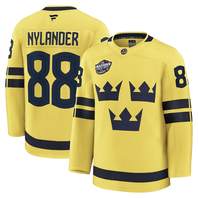 Men's Fanatics William Nylander Yellow Sweden 2025 4 Nations Face-Off Premium Jersey