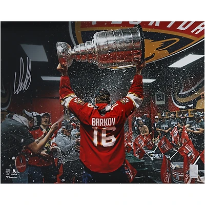 Aleksander Barkov Florida Panthers Autographed 2024 Stanley Cup Champions 16" x 20" Locker Room Raising Cup Photograph