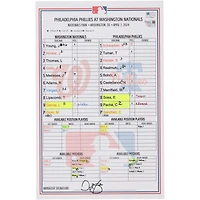 Washington Nationals Game-Used Lineup Card vs. Philadelphia Phillies on April 7, 2024