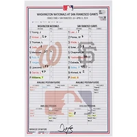 Washington Nationals Game-Used Lineup Card vs. San Francisco Giants on April 8, 2024