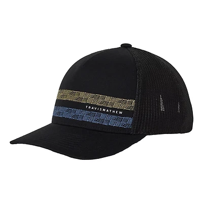 Men's TravisMathew Black Holding Pattern Trucker Adjustable Hat