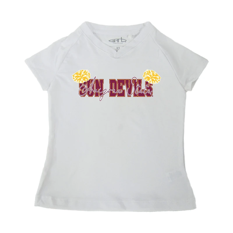 Girls Toddler Garb  White Arizona State Sun Devils Brittany V-Neck T-Shirt