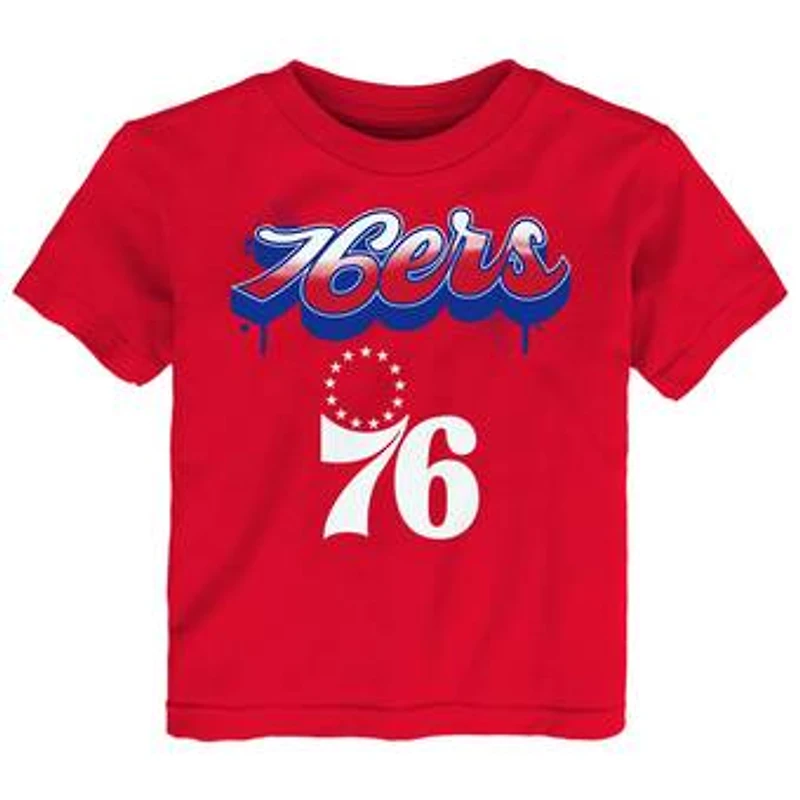 Youth Red Philadelphia 76ers Bubbly Script T-Shirt