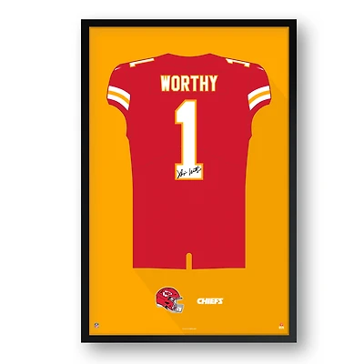 Xavier Worthy Kansas City Chiefs Framed 14" x 20" Jersey Art Print