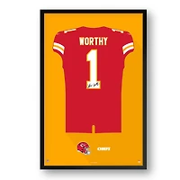 Xavier Worthy Kansas City Chiefs Framed 14" x 20" Jersey Art Print