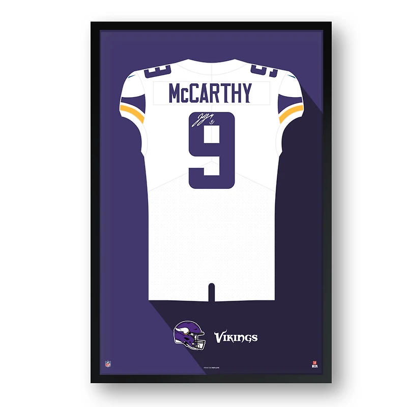 J.J. McCarthy Minnesota Vikings Framed 14" x 20" Jersey Art Print