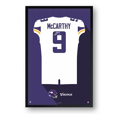J.J. McCarthy Minnesota Vikings Framed 14" x 20" Jersey Art Print