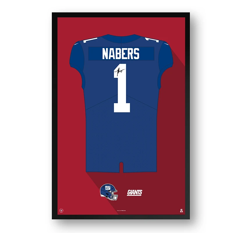 Malik Nabers New York Giants Framed 14" x 20" Jersey Art Print
