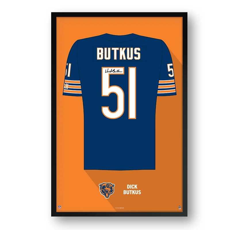 Dick Butkus Chicago Bears Framed 14" x 20" Retired Jersey Art Print