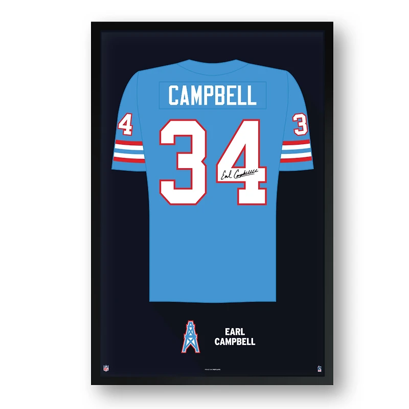 Earl Campbell Houston Oilers Framed 14" x 20" Retired Jersey Art Print