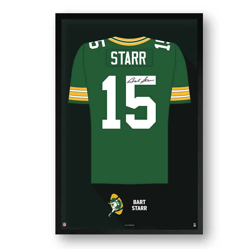 Bart Starr Green Bay Packers Framed 14" x 20" Retired Jersey Art Print