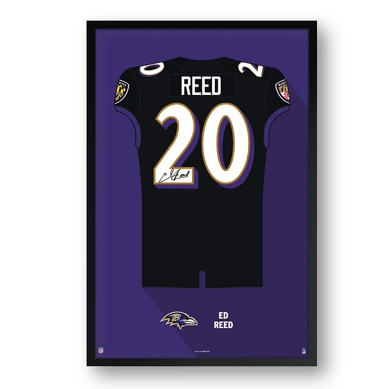 Ed Reed Baltimore Ravens Framed 14" x 20" Retired Jersey Art Print