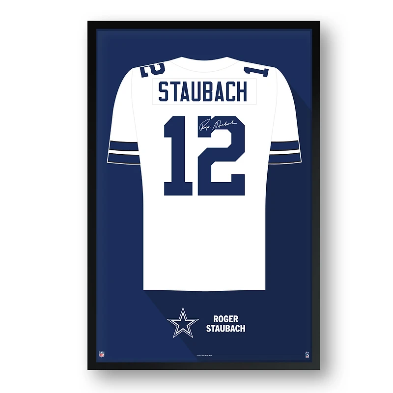 Roger Staubach Dallas Cowboys Framed 14" x 20" Retired Jersey Art Print