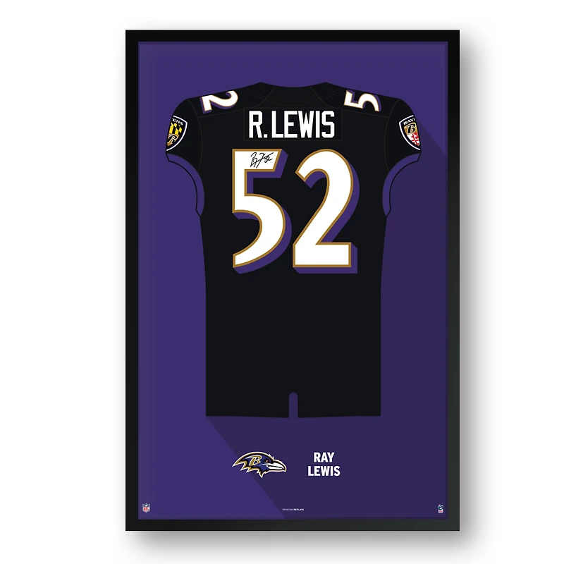 Ray Lewis Baltimore Ravens Framed 27" x 39" Retired Jersey Art Print