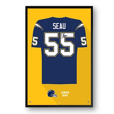 Junior Seau Los Angeles Chargers Framed 27" x 39" Retired Jersey Art Print