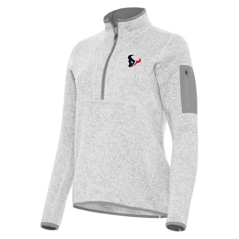 Women's Antigua Heather Gray Houston Texans  Fortune Half-Zip Jacket